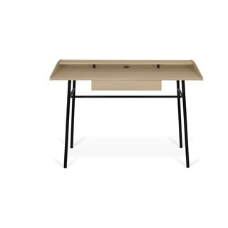 Pracovný stôl s doskou z duba a čiernymi nohami TemaHome Ply