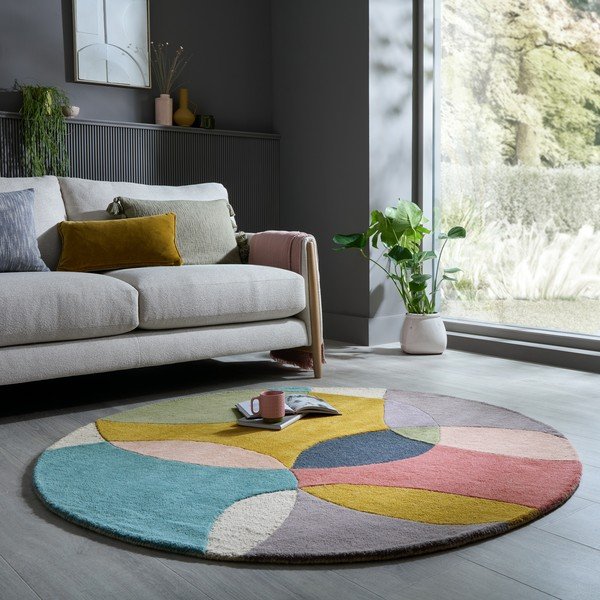 Ručne tkaný vlnený okrúhly koberec ø 160 cm Glow Multi – Flair Rugs-image-1