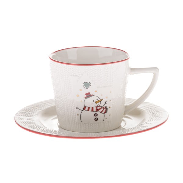 Biela porcelánová šálka s vianočným motívom 110 ml Snowman – Dakls