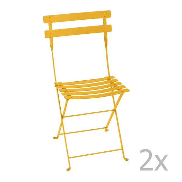Sada 2 žltých skladacích stoličiek Fermob Bistro