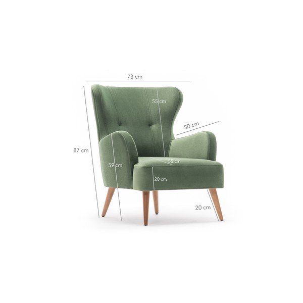 Zelené kreslo ušiak Balcab Home Jane-image-3