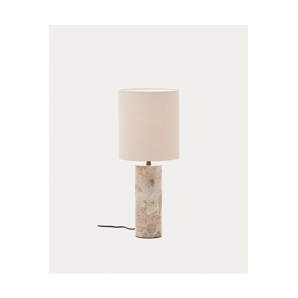 Béžová mramorová stolová lampa s textilným tienidlom (výška 54 cm) Raze – Kave Home-image-4