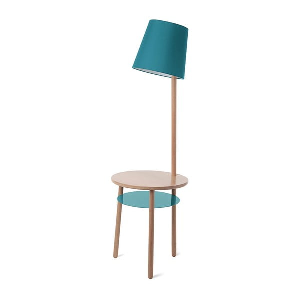 Modrá stolová lampa z jaseňového dreva HARTÔ Josette