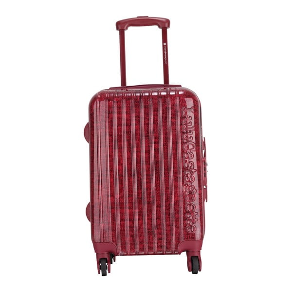 Červený cestovný kufor LULU CASTAGNETTE Fleur, 71 l