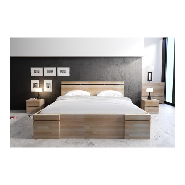 Dvojlôžková posteľ z bukového dreva so zásuvkou Skandica Sparta Maxi, 180 × 200 cm-image-4