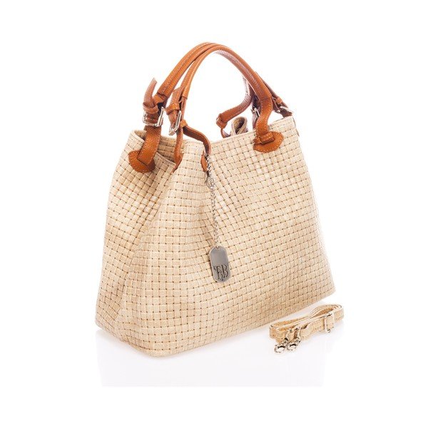 Krémovobiela kožená kabelka Federica Bass Hydri-image-2