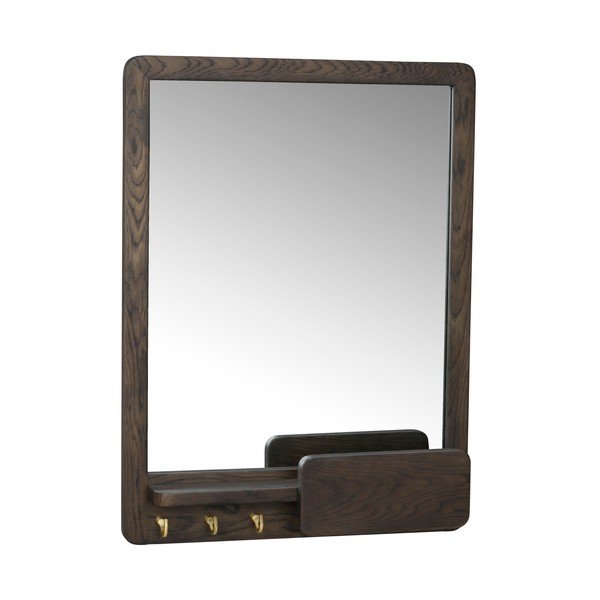 Nástenné zrkadlo s poličkou s dreveným rámom 45x60 cm Inverness - Rowico-image-2