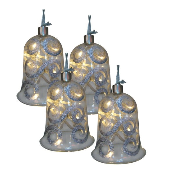 Sada 4 sklenených zvončekov so svetielkami Naeve
