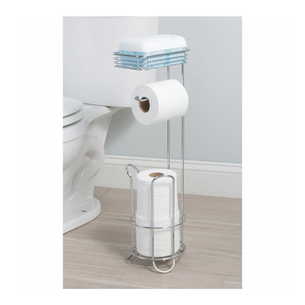 Oceľový stojan na toaletný papier so zásobníkom a poličkou iDesign-image-3