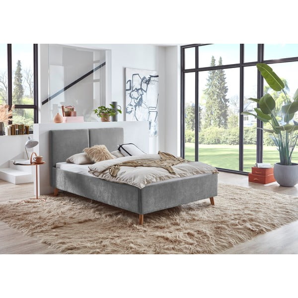 Sivá čalúnená dvojlôžková posteľ s roštom 140x200 cm Piano – Meise Möbel-image-1