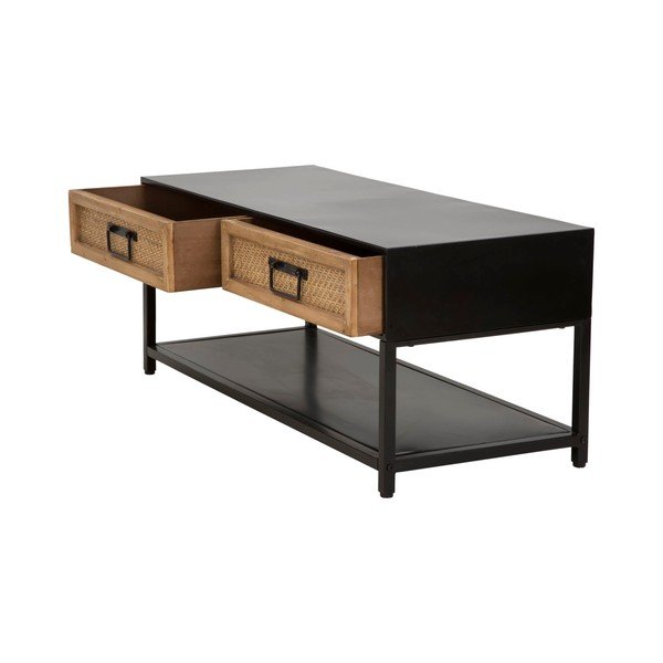 Čierny/v prírodnej farbe kovový TV stolík 95x38x38 cm Hanoi – Mauro Ferretti-image-3