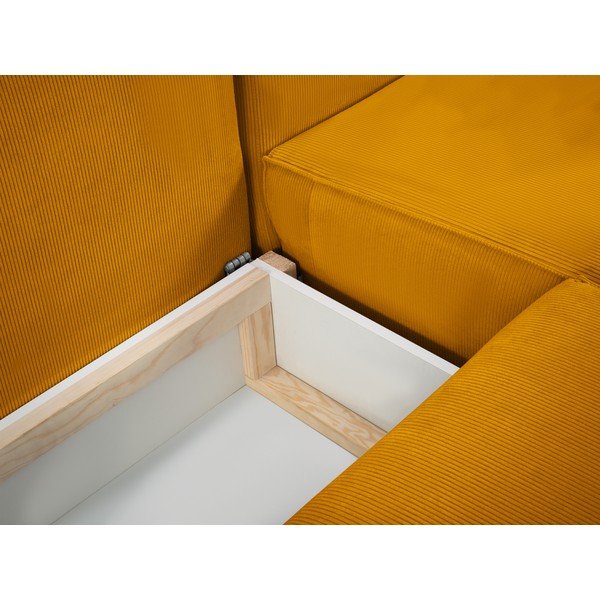 Žltá menčestrová rozkladacia pohovka do "U" Mazzini Sofas Azalea-image-1