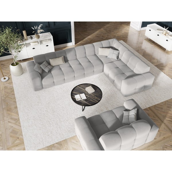 Svetlosivá zamatová rohová pohovka (pravý roh) Kendal - Micadoni Home-image-1