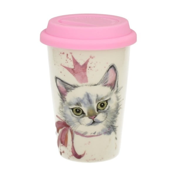 Cestovný porcelánový hrnček s viečkom Duo Gift Cat Pop, 380 ml