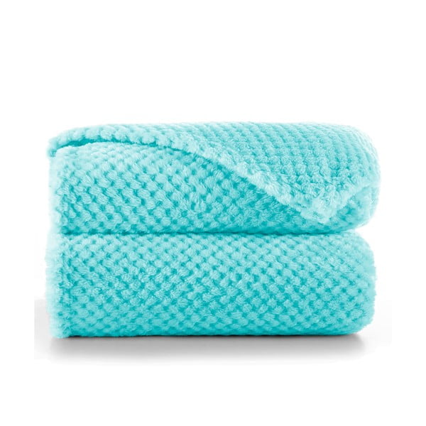 Tyrkysový pléd z mikrovlákna DecoKing Henry, 150 × 70 cm-image-2