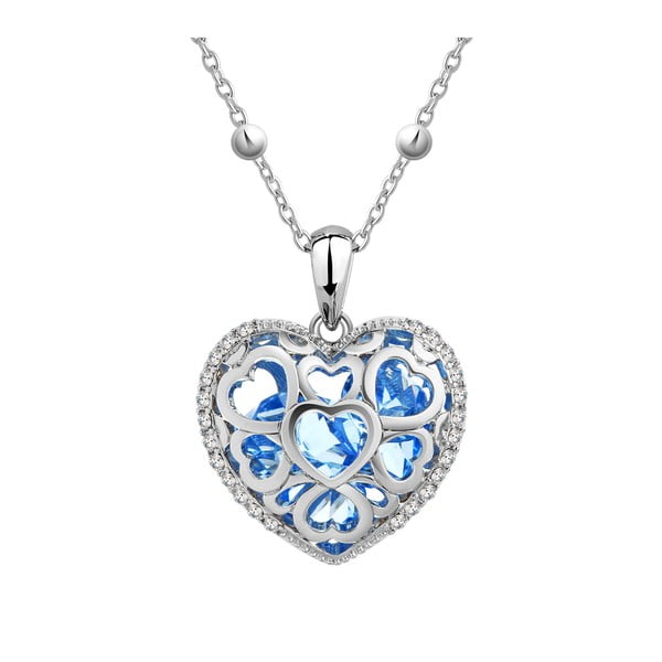 Náhrdelník s modrými krištáľmi Swarovski Elements Crystals Heart
