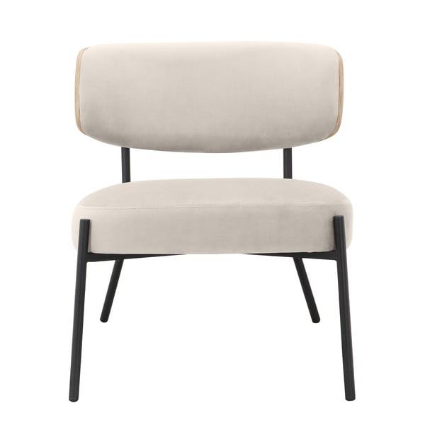 Krémovobiele zamatové kreslo s podnožkou Jerry – Støraa-image-3