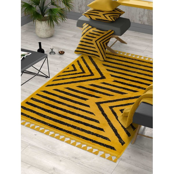 Žltý umývateľný koberec behúň 300x80 cm - Vitaus-image-1