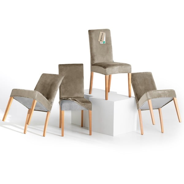 Sivobéžové napínacie poťahy v súprave 4 ks na stoličku 48 cm Sento – Restilo