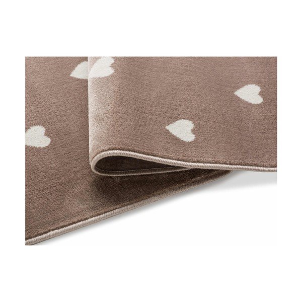 Hnedý koberec so srdiečkami KICOTI Beige Dots, 133 × 190 cm-image-1