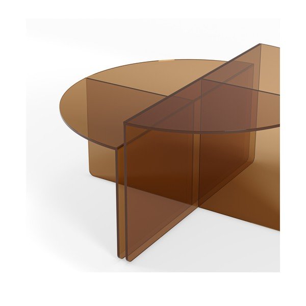 Hnedé sklenené okrúhle konferenčné stolíky v súprave 2 ks ø 80 cm Velta – MOME-image-4