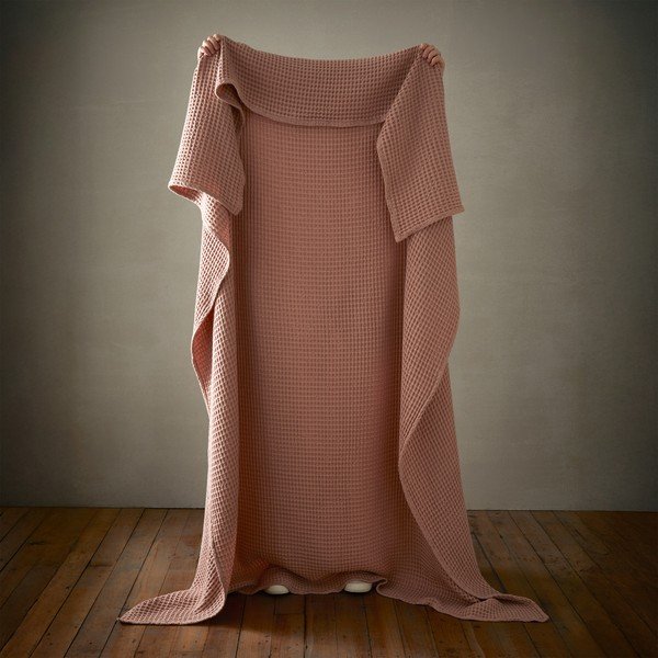 Staroružová bavlnená deka 150x200 cm Jaipur Chunky Waffle – Pineapple Elephant-image-1