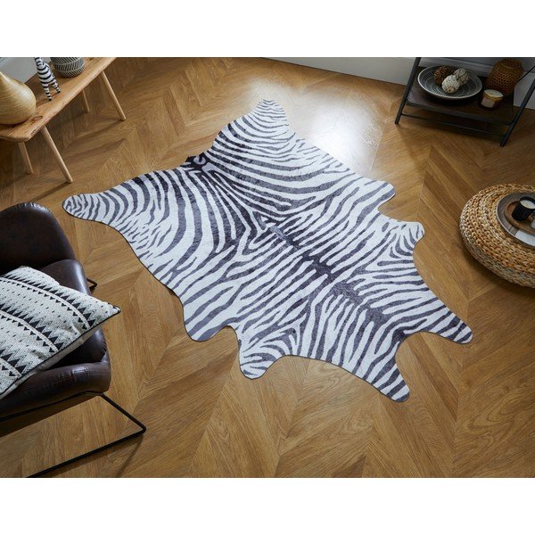 Bielo-čierna syntetická kožušina 195x155 cm - Flair Rugs-image-1
