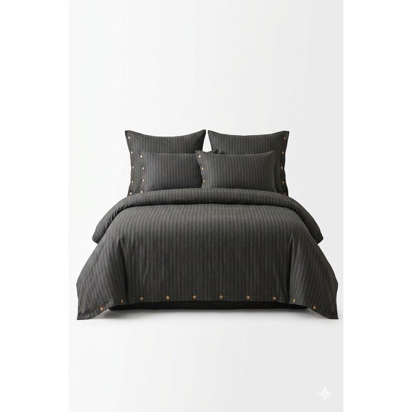 Tmavosivé obliečky na dvojlôžko/predĺžené z bavlny Renforcé 240x220 cm Como Striped – Mila Home Luxury
