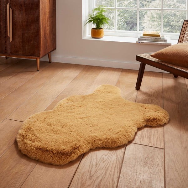 Syntetická kožušina v horčicovej farbe 60x90 cm Super Teddy – Think Rugs-image-1