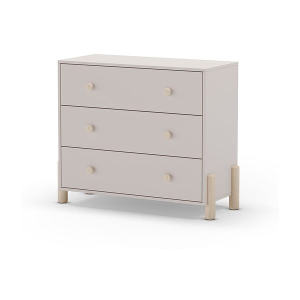 Krémová nízka detská komoda z borovicového dreva 90x80 cm Enola – Marckeric-image-2