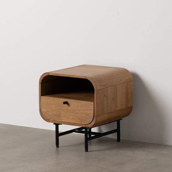 Nočný stolík z mangového dreva v prírodnej farbe Mahón – Ixia-image-1