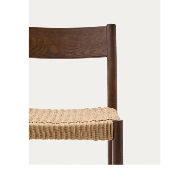 Hnedá/v prírodnej farbe barová stolička z dubového dreva (výška sedadla 65 cm) Yalia – Kave Home-image-2