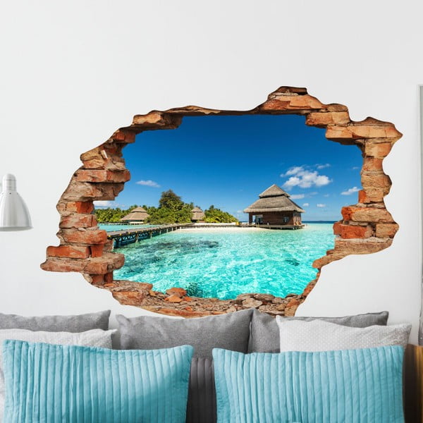 Samolepka Ambiance Beach Villas on Tropical Island, 60 × 90 cm