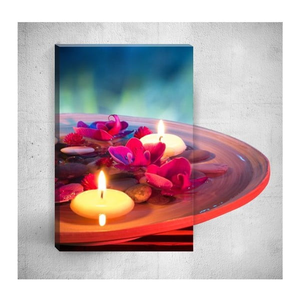 Nástenný 3D obraz Mosticx Candles With Flowers, 40 × 60 cm