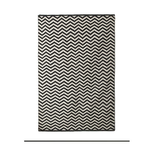 Čierno-biely bavlnený ručne tkaný koberec Pipsa Zigzag, 140 × 200 cm