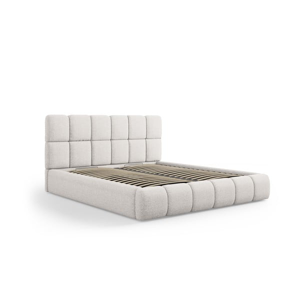 Svetlosivá čalúnená dvojlôžková posteľ s úložným priestorom s roštom 200x200 cm Bellis – Micadoni Home