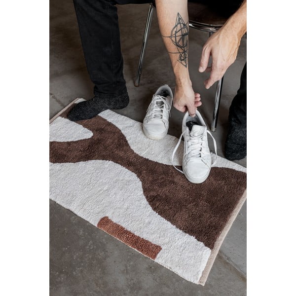 Bielo-hnedý prateľný bavlnený koberec 50x80 cm Figura – Mette Ditmer Denmark-image-1