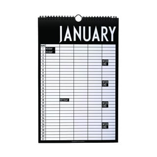 Čierny nástenný mesačný plánovač Design Letters Month
