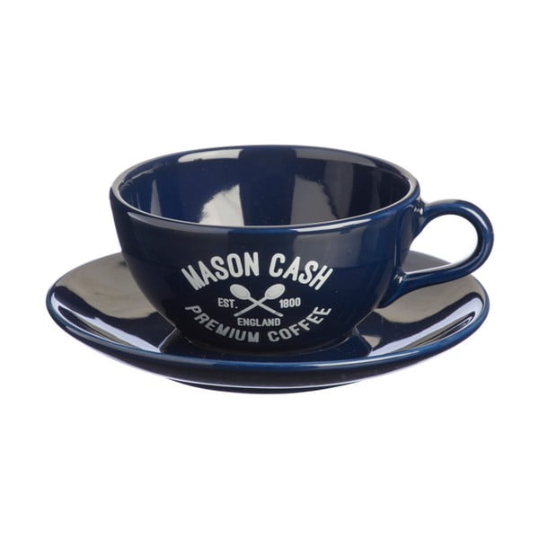 Tmavomodrá šálka s tanierikom Mason Cash Varsity Cappuccino