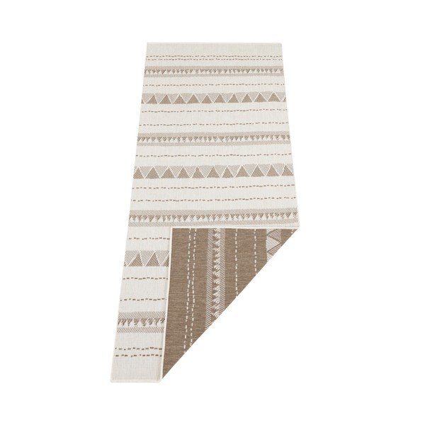 Hnedo-krémový obojstranný behúň vhodný aj do exteriéru Bougari Bahamas, 80 × 350 cm-image-2