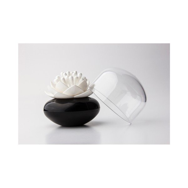 Čierno-biely stojan na vatové tyčinky Qualy&CO Lotus Cotton Bud-image-1