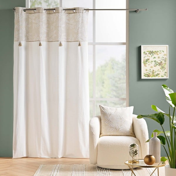 Biely/béžový záves s prímesou bavlny 140x240 cm Altea – douceur d'intérieur-image-1