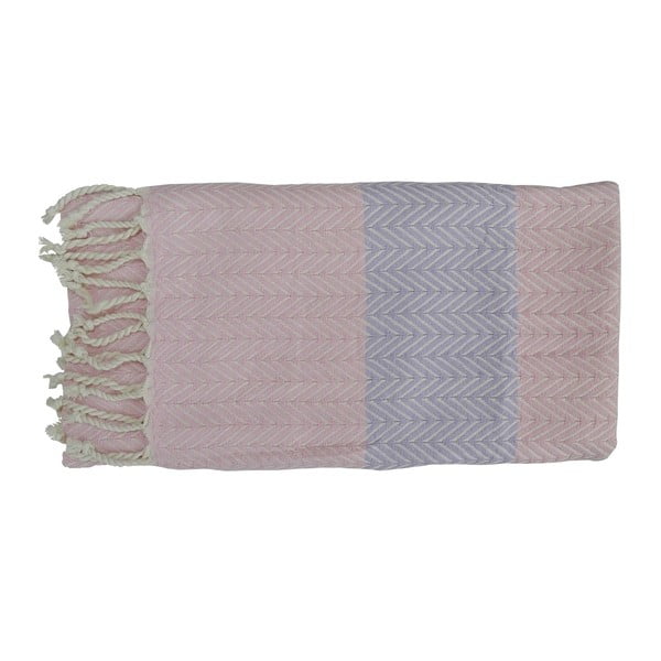 Ružovo-sivá ručne tkaná osuška z prémiovej bavlny Damla, 100 × 180 cm