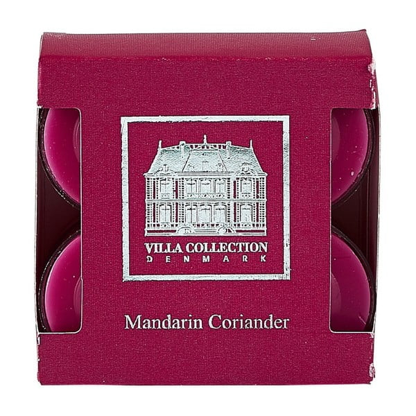 Sada 8 čajových sviečok s vôňou koriandra a mandarínky Villa Collection