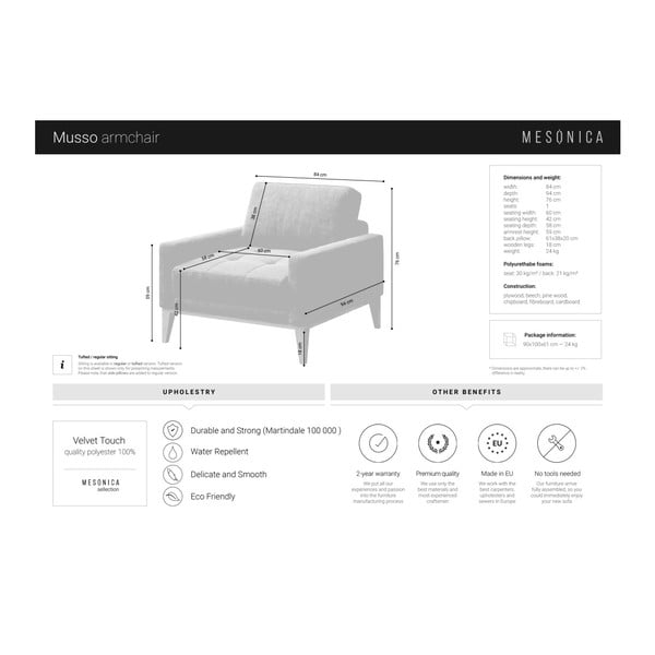 Modré zamatové kreslo MESONICA Musso-image-4