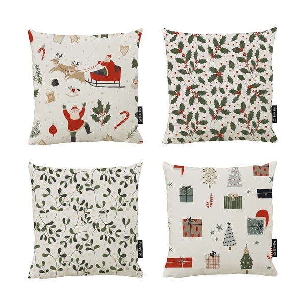 Obliečky na vankúše s vianočným motívom v súprave 4 ks 45x45 cm Santa – Butter Kings