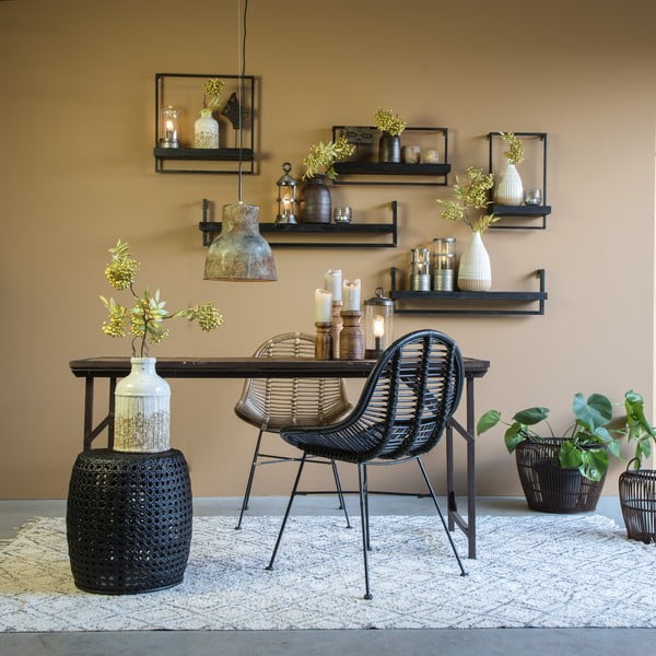 Matne čierna polica z jedľového dreva Maddison - Light & Living-image-1