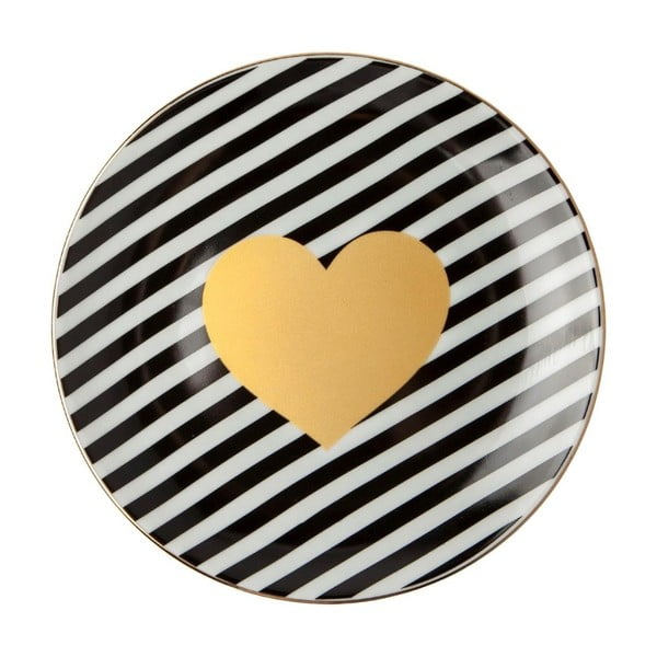 Čierno-biely porcelánový tanier Vivas Heart, Ø 23 cm