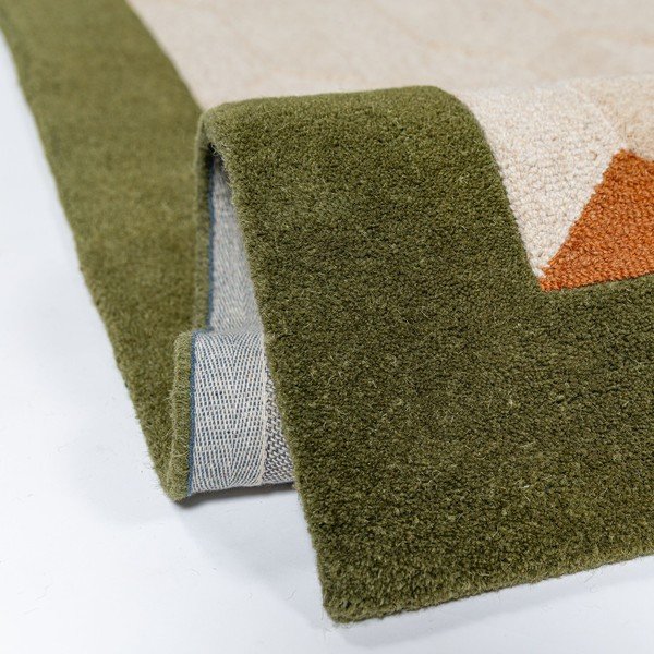 Zelený/v prírodnej farbe ručne tkaný vlnený behúň 60x230 cm Apex Border Wool – Flair Rugs-image-3