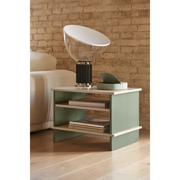 Zeleno-krémový nočný stolík s poličkami Inari – Teulat-image-1